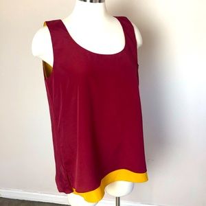 YT Garnet & Gold tank top in chiffon
